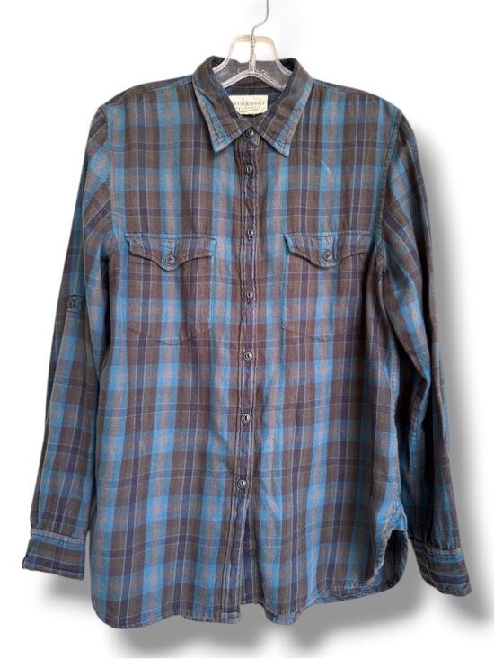 Denim & Supply Ralph Lauren Tops - Denim & Supply x Ralph Lauren Blue/Brown Plaid Cotton Flannel Shirt Size Medium